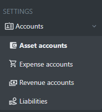 account menu part
