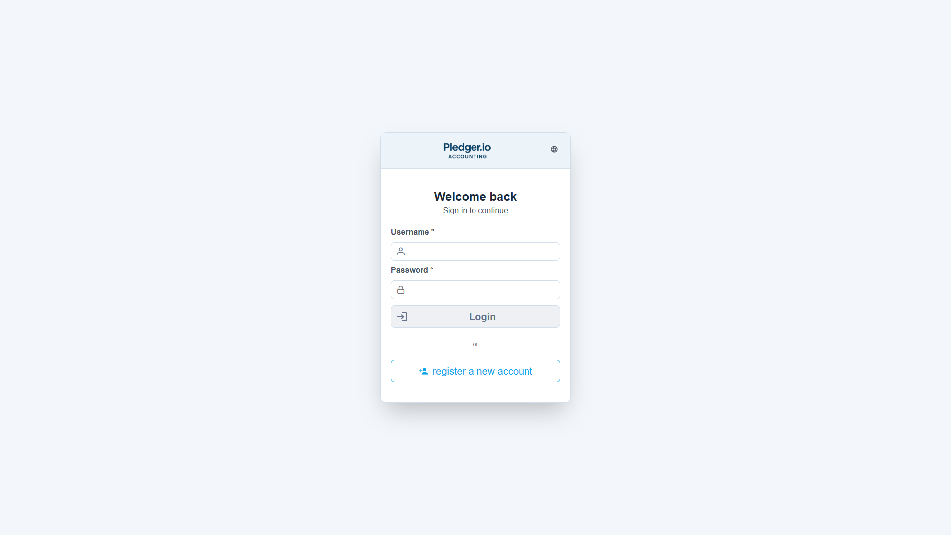 The login page