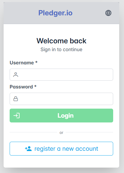 The login page