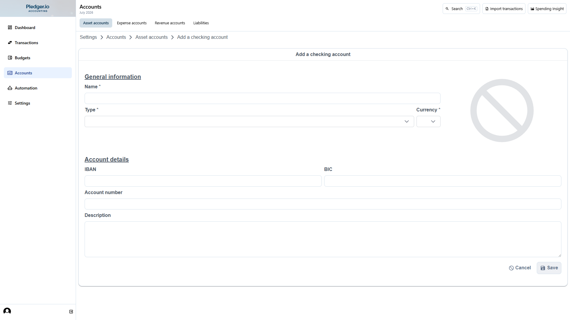 The account form