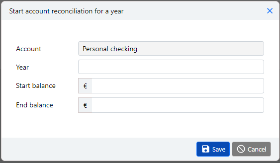 The account reconciliation form