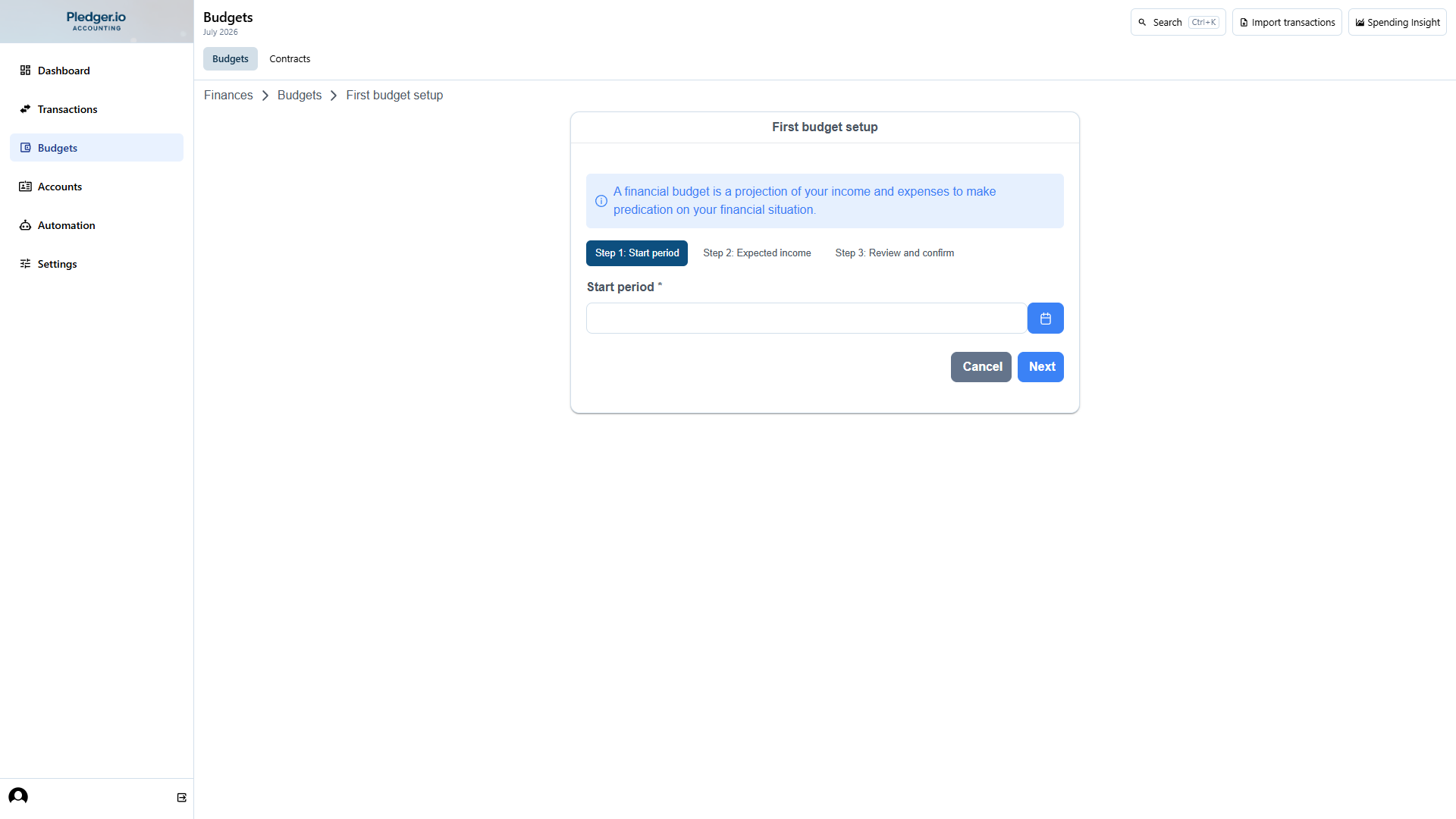 Create budget form