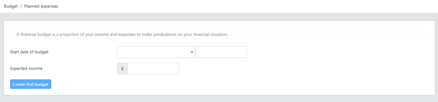 Create budget form